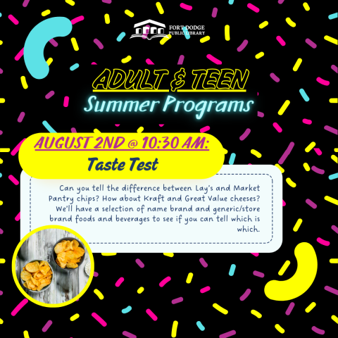 Taste Test for Adults & Teens. August 2nd @ 10:30 a.m.