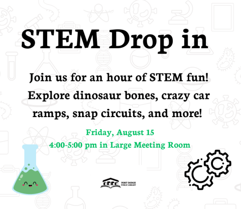 Join us for an hour of STEM fun! Explore dinosaur bones, crazy car ramps, snap circuits, and more! 