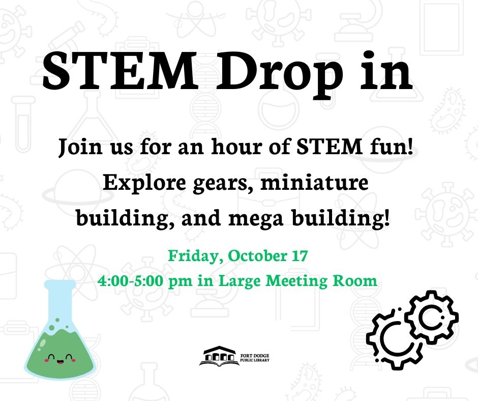 Join us for an hour of STEM fun! Explore gears, miniature building, and mega building! 