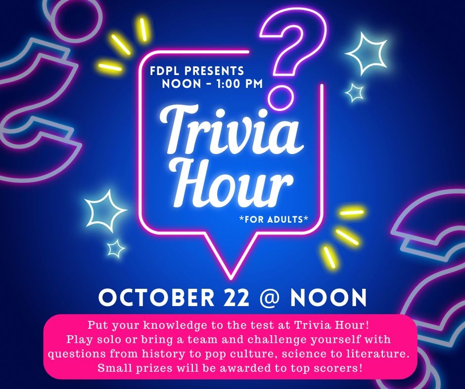 Trivia Hour for Adults! October 22 @ noon!